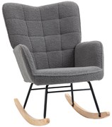 HOMCOM Κουνιστή πολυθρόνα σε ρετρό σχέδιο, μασίφ ξύλο, πολυθρόνα, πολυθρόνα χαλάρωσης, 98 cm x 71 cm x 101 cm, Σκούρο Γκρι