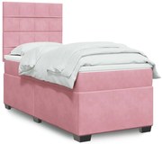 vidaXL Κρεβάτι Boxspring με Στρώμα Ροζ 90x190 εκ. Βελούδινο
