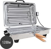 Roller 20107 Επιτραπέζια Ηλεκτρική Ψησταριά Σχάρας με Καπάκι &amp; Διπλή Σχάρα 38x24,5cm 1200W Inox