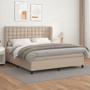 vidaXL Κρεβάτι Boxspring με Στρώμα Καπουτσίνο 180x200 εκ. Συνθ. Δέρμα