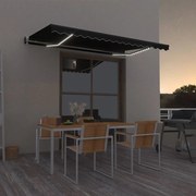 Τέντα Αυτόματη με LED &amp; Αισθητήρα Ανέμου Ανθρακί 400x350 εκ. 3069194