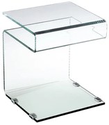 GLASSER Τραπεζάκι Βοηθητικό Διάφανο Γυαλί 12mm  42x38x48cm [-Clear-] [-Bent Glass - Γυαλί-] ΕΜ735