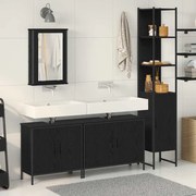 vidaXL Σετ Επίπλων Μπάνιου με ράφι 4 pcs Μαύρο 33 x 33 x 185.5 εκ