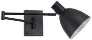 SE21-BL-52-MS2 ADEPT WALL LAMP Black Wall Lamp with Switcher and Black Metal Shade+
