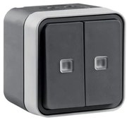 Διακόπτης A/R Διπλός Φωτεινός Επίτοιχος Γκρι ΙΡ55 Cubyko WNC041 Hager-WNC041-Ανθρακί WNC041