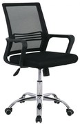 WOODWELL ΕΟ256BF2110 Πολυθρόνα Γραφείου Μέταλλο Χρώμιο, Mesh Μαύρο 58x60x94/104cm ΕΟ256