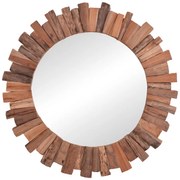Καθρέπτης Rounder pakoworld teak ξύλο σε φυσική απόχρωση Φ100x5εκ