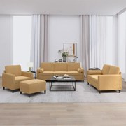 vidaXL Σετ Σαλονιού 4 Τεμαχίων Καφέ Βελούδινο με Μαξιλάρια