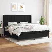 Κρεβάτι Boxspring με Στρώμα Μαύρο 200x200 εκ. Υφασμάτινο