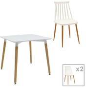 Intrahome Τραπεζαρία Aurora-Natali Intrahome σετ 3τεμ pp-mdf σε λευκό-φυσική απόχρωση 80x80x76εκ | SKU: INTRAPA-311111091