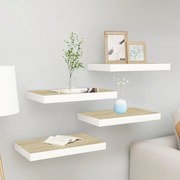 vidaXL Ράφια Τοίχου 4 τεμ. Δρυς / Λευκά 50 x 23 x 3,8 εκ. MDF