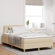 vidaXL Κρεβάτι με Βάση και Στρώμα Κρεμ 120x200 εκ. Ύφασμα