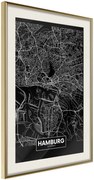 Αφίσα - City Map: Hamburg (Dark) - 40x60 - Χρυσό - Με πασπαρτού