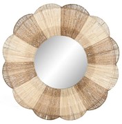 Τοίχο καθρέφτη Home ESPRIT Καφέ Φυσικό Boho 87 X 8 X 87 CM