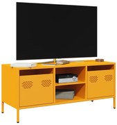vidaXL Έπιπλο Τηλεόρασης Μουσταρδί 101,5x39x43,5 Ατσάλι Ψυχρής Έλασης