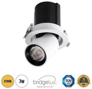 Χωνευτό Σποτ Downlight LED TrimLess 7W Λευκό-Μαύρο Θερμό 2700K VIRGO-S 60303 Globostar-60303-Λευκό 60303