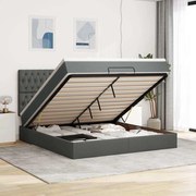 vidaXL Οθωμανικό κρεβάτι με στρώμα &amp; LEDs Σκούρο γκρι 160x200cm ύφασμα