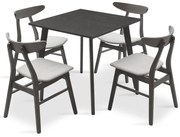 Tραπεζαρία Benson - Orlean pakoworld σετ 5τμχ rustic grey - ύφασμα γκρι 80x80x75εκ