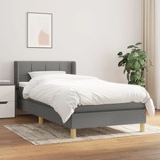 Κρεβάτι Boxspring με Στρώμα Σκούρο Γκρι 90x190 εκ. Υφασμάτινο