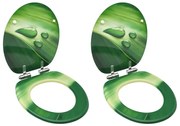 vidaXL Καλύμματα Λεκάνης με Soft Close 2 τεμ. Σταγόνες Πράσινο MDF