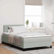Κρεβάτι Box Spring με Στρώμα vidaXL Φωτεινό Γκρι Μικρό Διπλό Βελούδινο