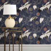Ταπετσαρία Tsuru Indigo WP20392 Blue-White-Black MindTheGap 52x300cm