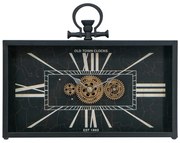 Artekko Clock Ρολόι Επιτραπέζιο με Μηχανισμό Μέταλλο Γυαλί Μαύρο Λευκό (45x8x33)cm