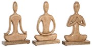 Διακοσμητική Φιγούρα Home ESPRIT Ανοιχτό καφέ Φυσικό Yoga Άραβας 17,7 X 6 X 28,5 CM (3 Μονάδες)