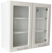 Ντουλάπι Κουζίνας Κρεμαστό IN MDF V80S με Βιτρίνα Μπέζ Γυαλιστερό