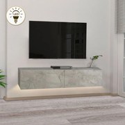 Έπιπλο τηλεόρασης επιτοίχιο Aristo Megapap με LED χρώμα λευκό εφέ μαρμάρου 135x31,6x25εκ.-GP042-0170,6
