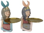 Διακοσμητική Φιγούρα DKD Home Decor 23 x 22,5 x 33,2 cm Γυναίκα Ροζ Χρυσό (x2)