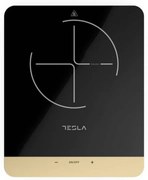 Μονή επαγωγική εστία Tesla IC401, 2000W, Χειριστήριο αφής, LED οθόνη, 8 επίπεδα ισχύος, Μαύρο/Χρυσό χρώμα