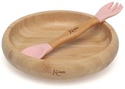 Παιδικό Σετ Φαγητού 2τμχ Kiokids Bamboo Ροζ 3486