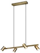 Κρεμαστό Retro Old Brass Φωτιστικό Ράγα 80xH150cm 4xGU10 Trio Lighting Marley 302400404