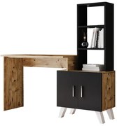 Γραφείο-ραφιέρα Kairo pakoworld μαύρο-oak 150x45x138εκ