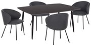 Σετ Τραπεζαρίας RAVEN C21069.02 5τεμ. Κεραμική Επιφάνεια Μαύρο Μάρμαρο &amp; 4 Καρέκλες 160x80x74 εκ.