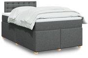 vidaXL Κρεβάτι Boxspring με Στρώμα Σκούρο Γκρι 120x190 εκ Υφασμάτινο