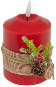 Χριστουγεννιάτικο Διακοσμητικό Κερί Led (Φ7.5x12.5) A-S Red 208453A