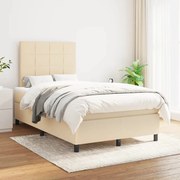 Κρεβάτι Boxspring με Στρώμα Κρεμ 120x200 εκ. Υφασμάτινο - Κρεμ