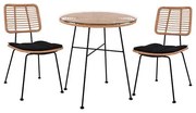 Σετ Κήπου ALLEGRA C10478 3 τεμ Μπέζ - Μαύρο Wicker με Τραπέζι Φ70x74 εκ. &amp; 2 Καρέκλες