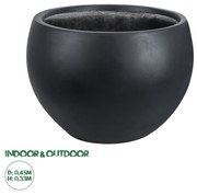 GloboStar® Artificial Garden VITORIA 20700 Διακοσμητικό Πολυεστερικό Τσιμεντένιο Κασπώ Γλάστρα - Flower Pot Μαύρο Φ45 x Υ33cm