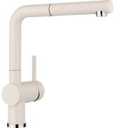 Blanco Linus-S SILGRANIT® Soft White Μπαταρία Κουζίνας με Περιστρεφόμενο Ρουξούνι και Μεταλλικό Αποσπώμενο Ντους