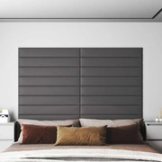 vidaXL Πάνελ Τοίχου 12 τεμ. Γκρι 90 x 15 εκ. 1,62 μ² Συνθετικό Δέρμα