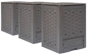vidaXL Κομποστοποιητές 3 τεμ. Καφέ 60x60x83 εκ. 900 L Πλαστικό Ρατάν