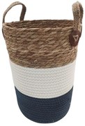 Καλάθι 00.06.61222 Φυσικό 24x35-45cm Ψάθινο White-Blue Ψάθα