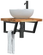 vidaXL Ράφι Νιπτήρα Τοίχου από Ατσάλι / Μασίφ Ξύλο Ακακίας