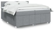 vidaXL Κρεβάτι Boxspring με Στρώμα Ανοιχτό Γκρι 200x200 εκ. Υφασμάτινο