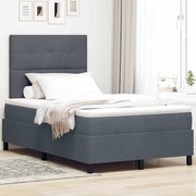 κρεβάτι box spring με στρώμα vidaXL σε σκούρο γκρι χρώμα μικρού διπλού μεγέθους από βελούδο