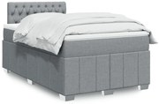 Κρεβάτι Boxspring με Στρώμα Ανοιχτό Γκρι 120x190 εκ. Υφασμάτινο - Γκρι