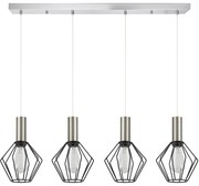 Φωτιστικό Οροφής SE21-NM-4-4NM-GR1 ADEPT TUBE Nickel Matt Pendant Black Metal Grid+ - 51W - 100W - 77-8441